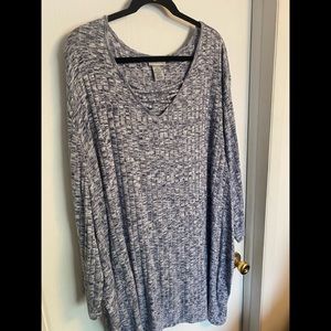 Criss cross front Blue marbled sweater